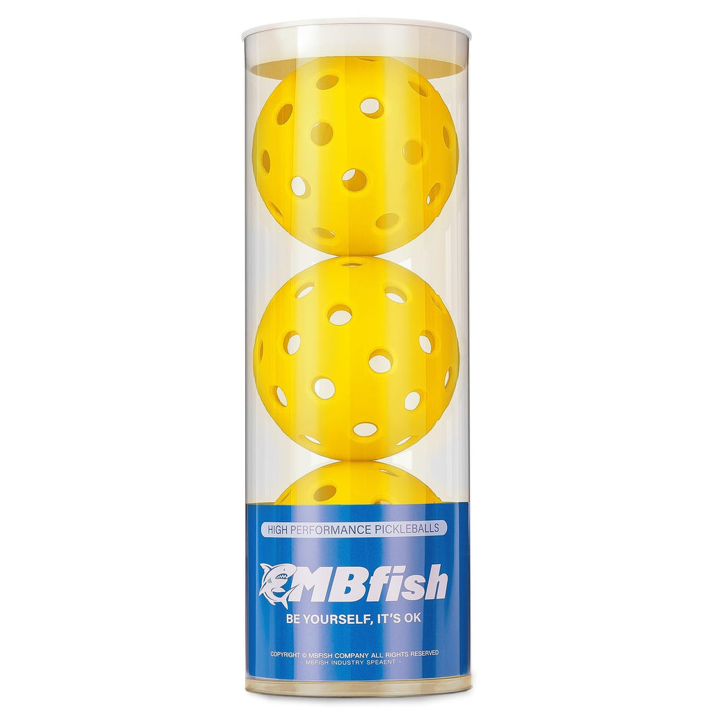 MBFISH Pickleball Pickle Ball 3 Pack Balls 40 Holes for Outdoor Meet Specifications High Bounce Yellow